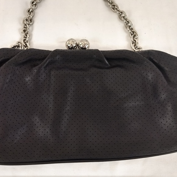 BLACK EVENING CLUTCH w/ Chain by FRANCHI - Picture 5 of 8